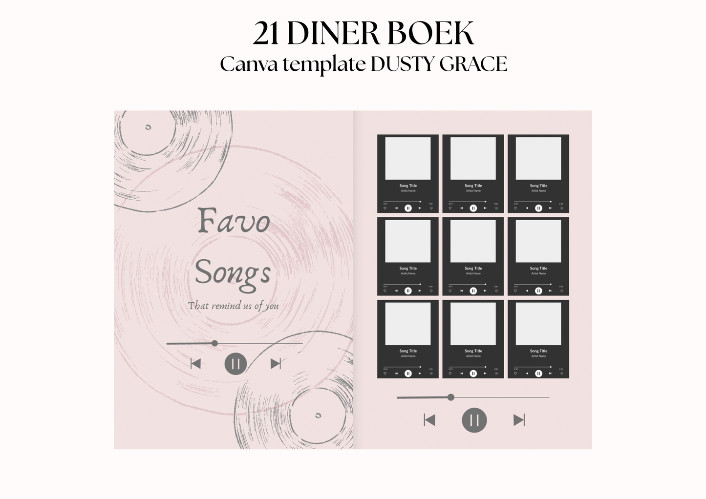 21 Diner Boek Template 'Dusty Grace'