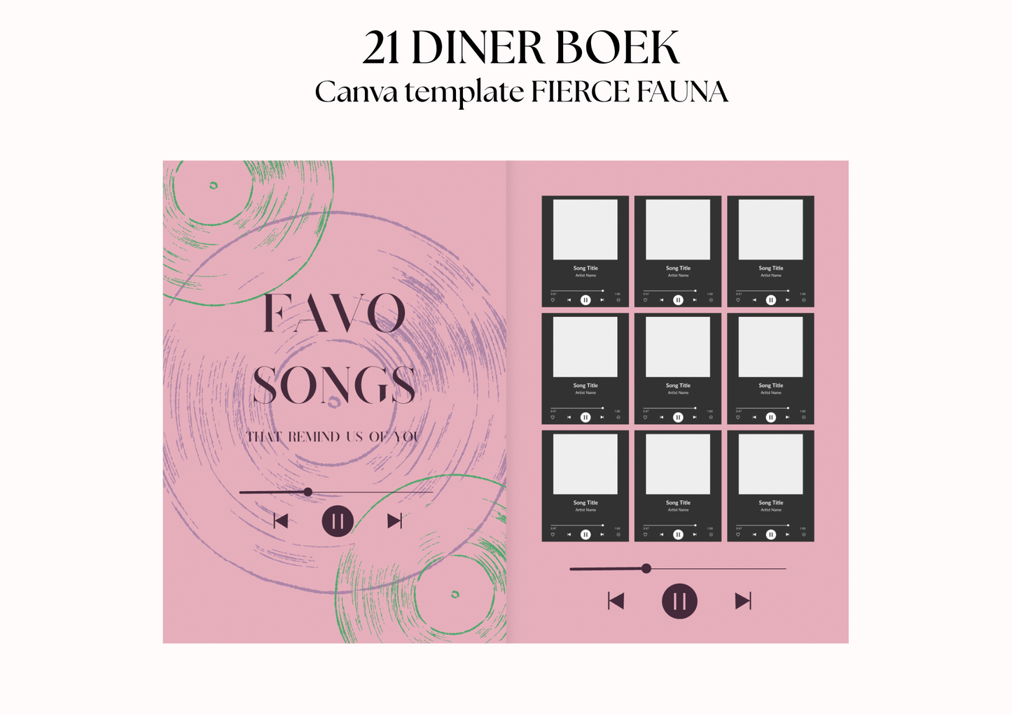 21 Diner Boek Template 'Fierce Fauna'