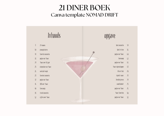 21 Diner Boek Template 'Nomad Drift'