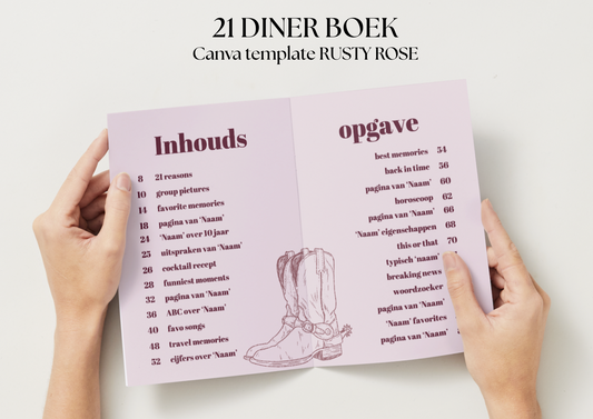 21 Diner Boek Template 'Rusty Rose'