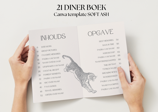 21 Diner Boek Template 'Soft Ash'