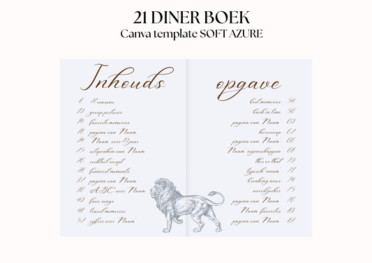 21 Diner Boek Template 'Soft Azure'