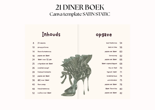 21 Diner Boek Template 'Satin Static'