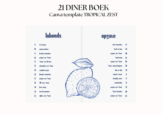 21 Diner Boek Template 'Tropical Zest'