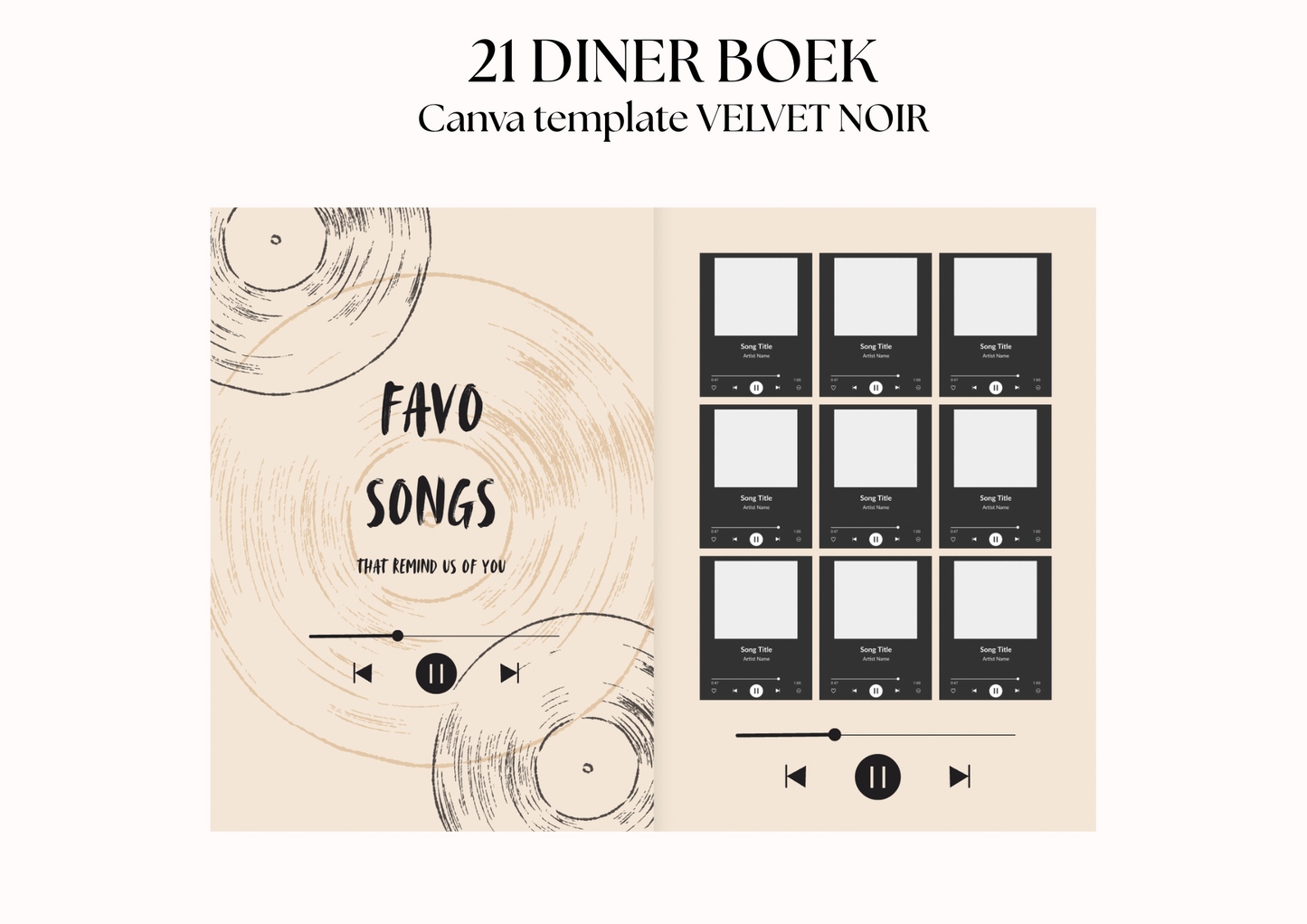 21 Diner Boek Template 'Velvet Noir'