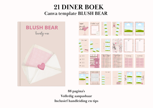 21 Diner boek Template 'Blush Bear'