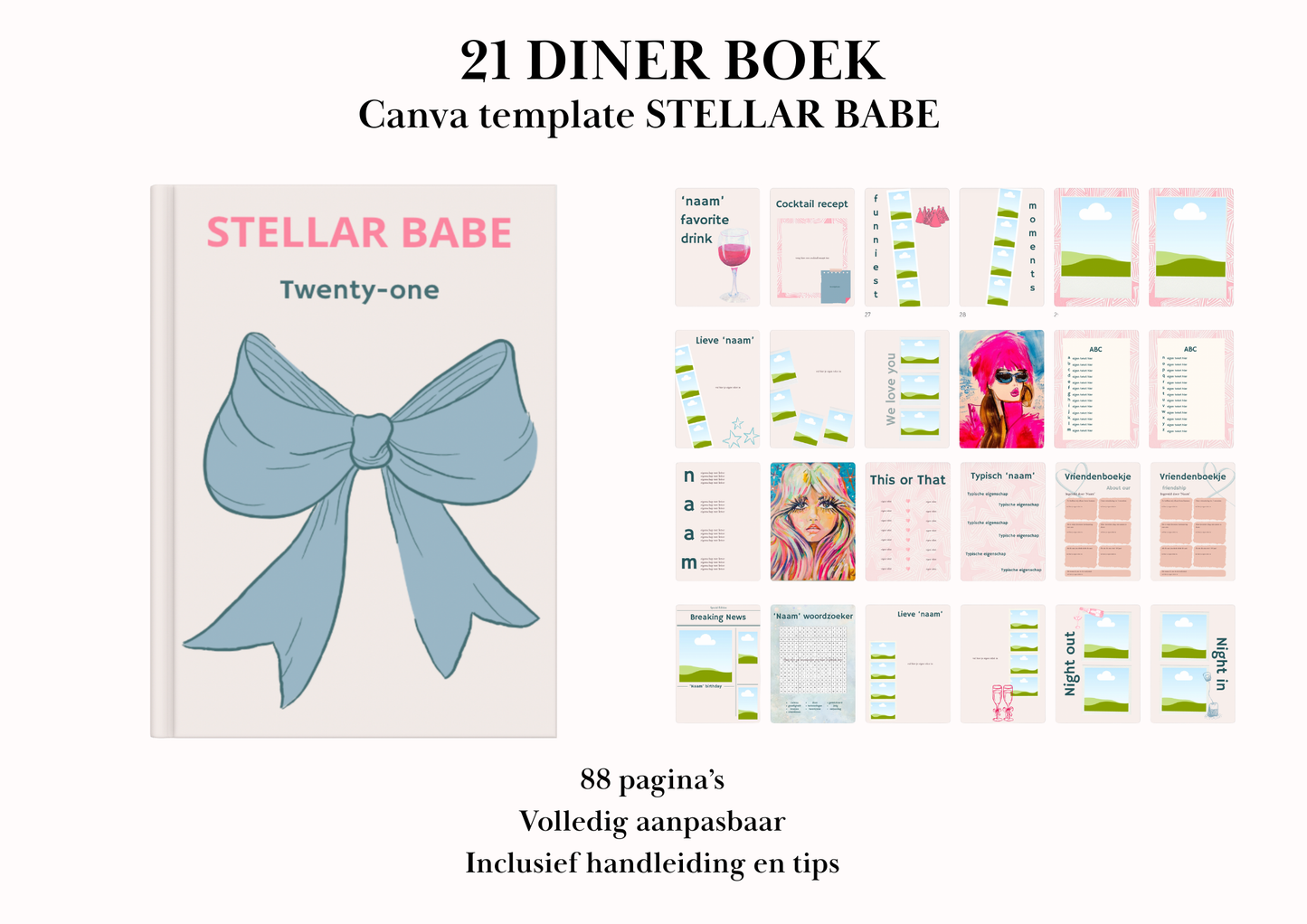21 diner Boek template 'Stellar Babe'