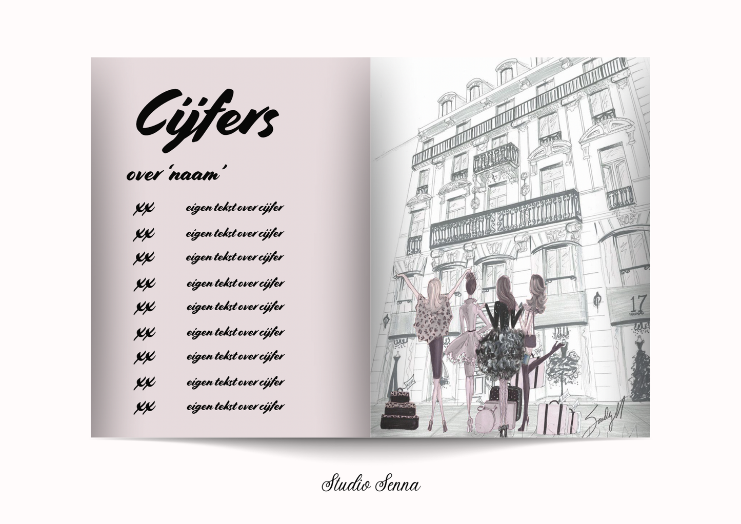 21 Diner boek Template 'Pink Avenue'