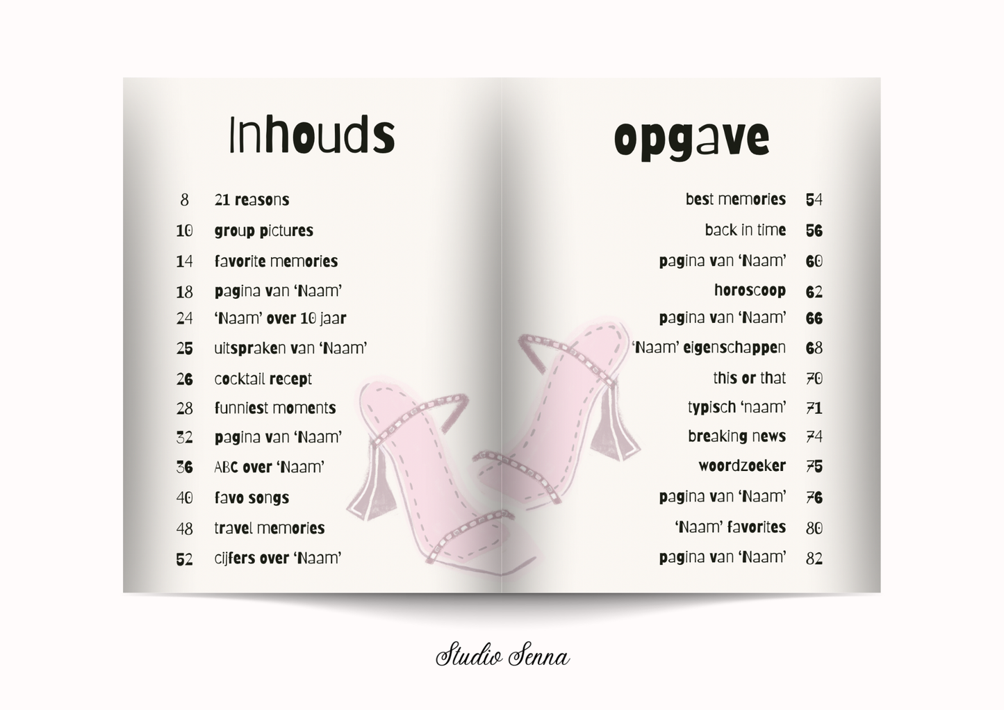 21 Diner Boek Template 'Blush Rebel'