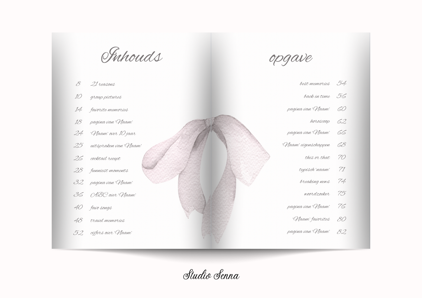 21 Diner Boek Template 'Powder Chic'