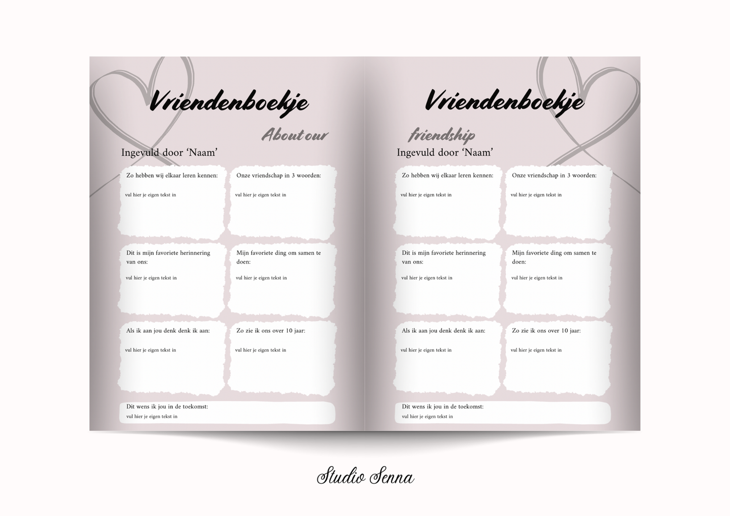 21 Diner boek Template 'Pink Avenue'