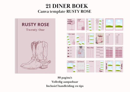 21 Diner Boek Template 'Rusty Rose'
