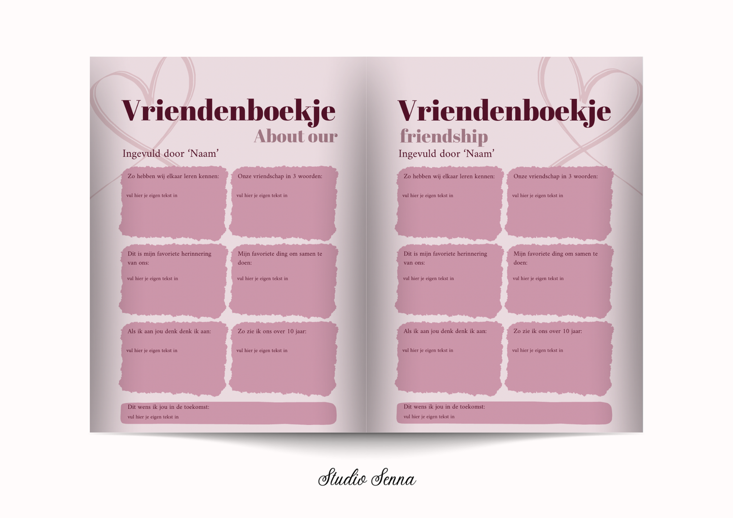 21 Diner Boek Template 'Rusty Rose'