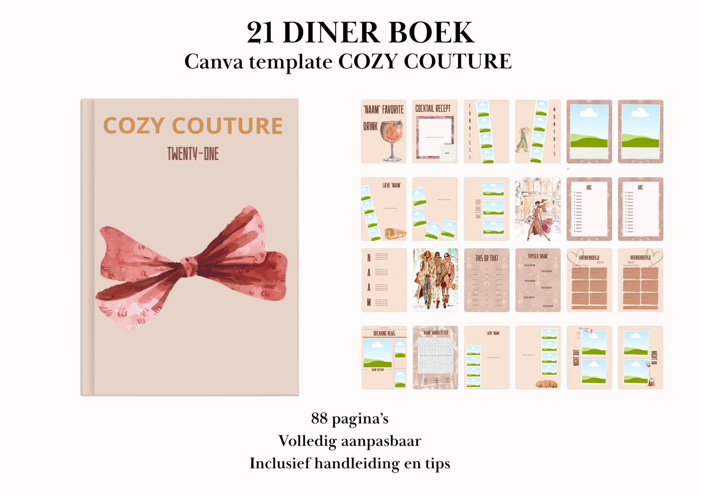 21 Diner boek Template 'Cozy Couture'