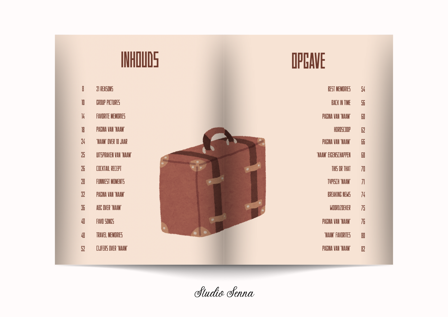 21 Diner boek Template 'Cozy Couture'