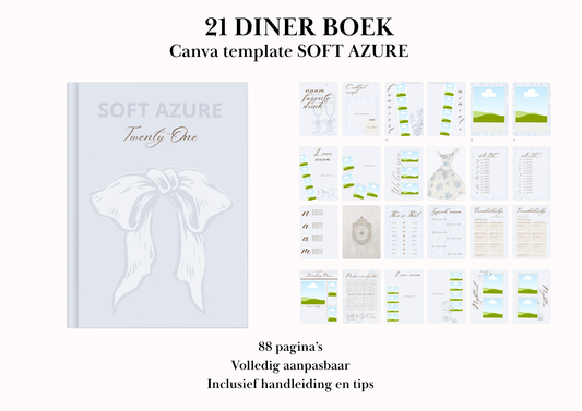 21 Diner Boek Template 'Soft Azure'