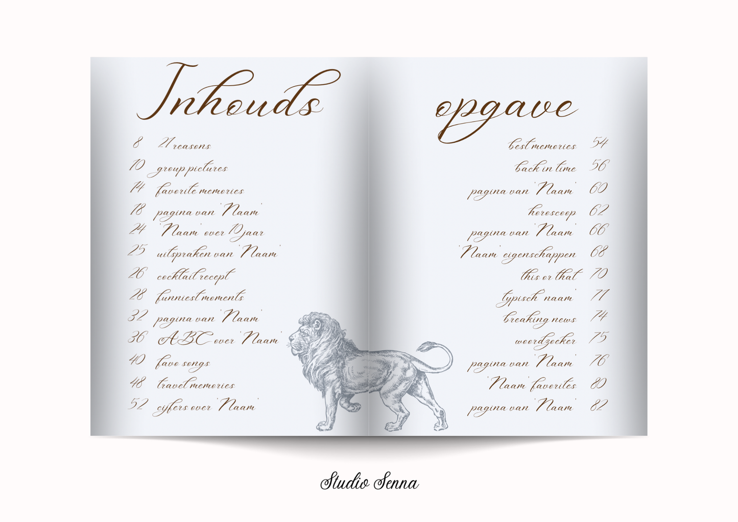 21 Diner Boek Template 'Soft Azure'