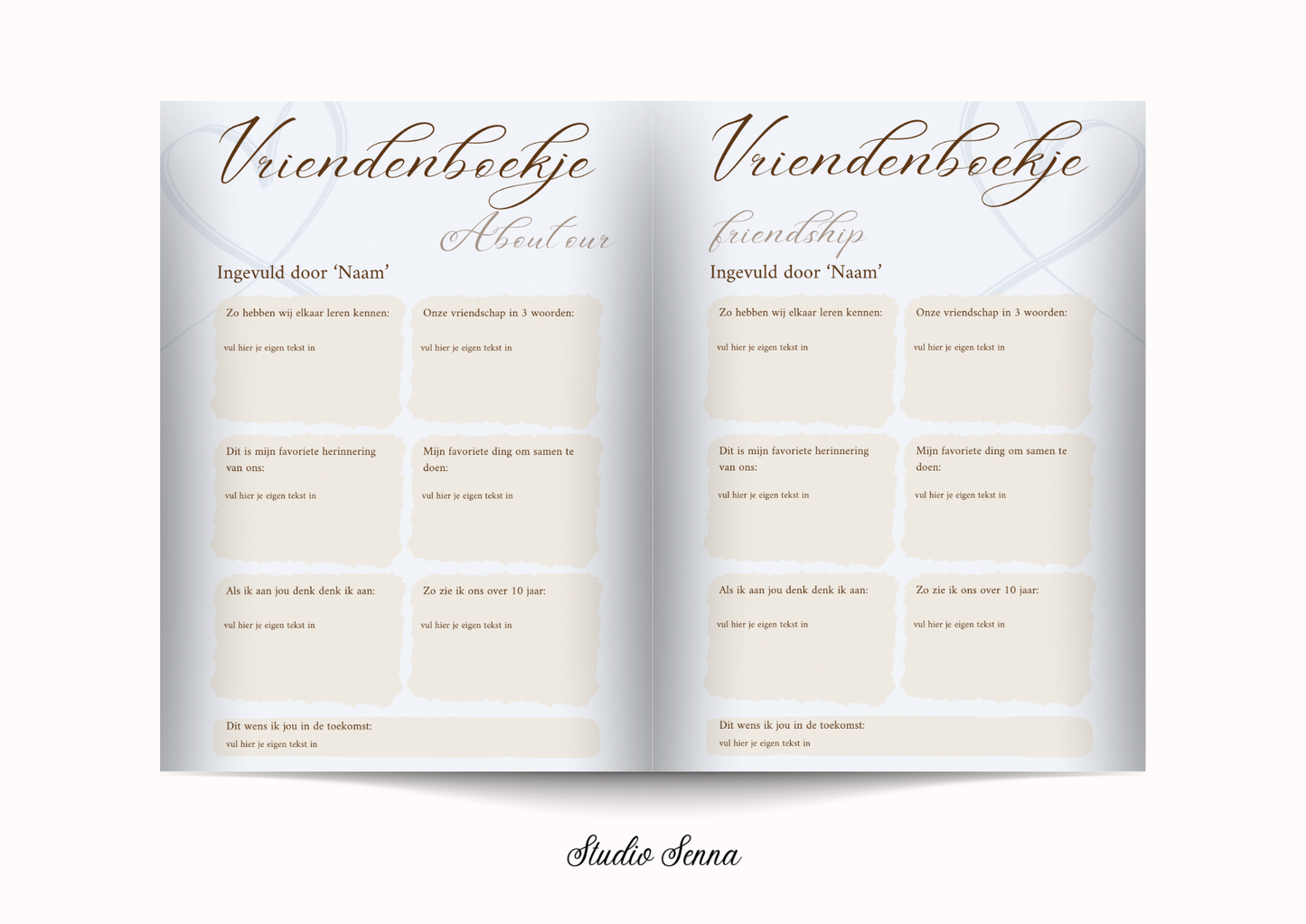 21 Diner Boek Template 'Soft Azure'