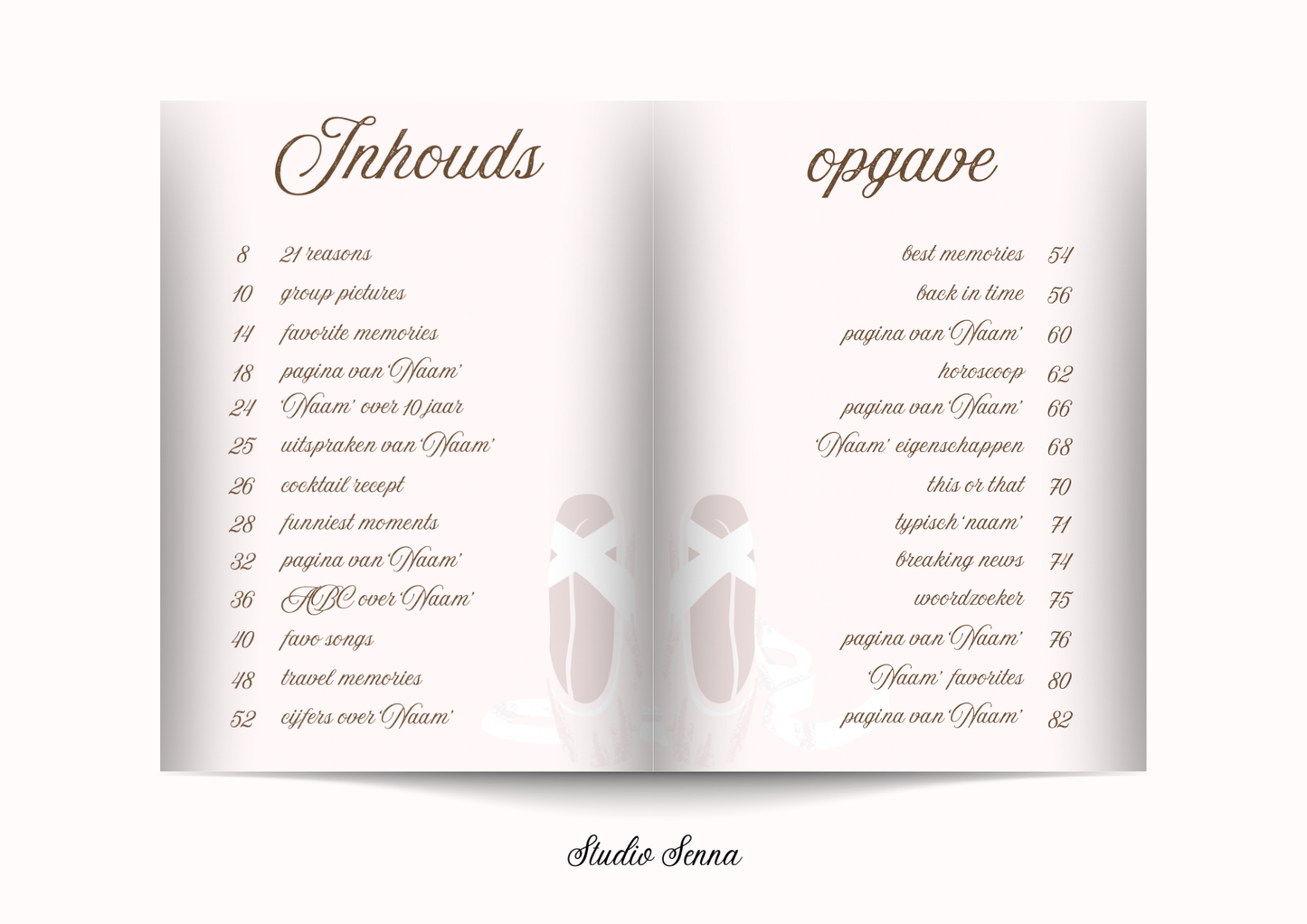 21 Diner Boek Template 'Angel Blush'