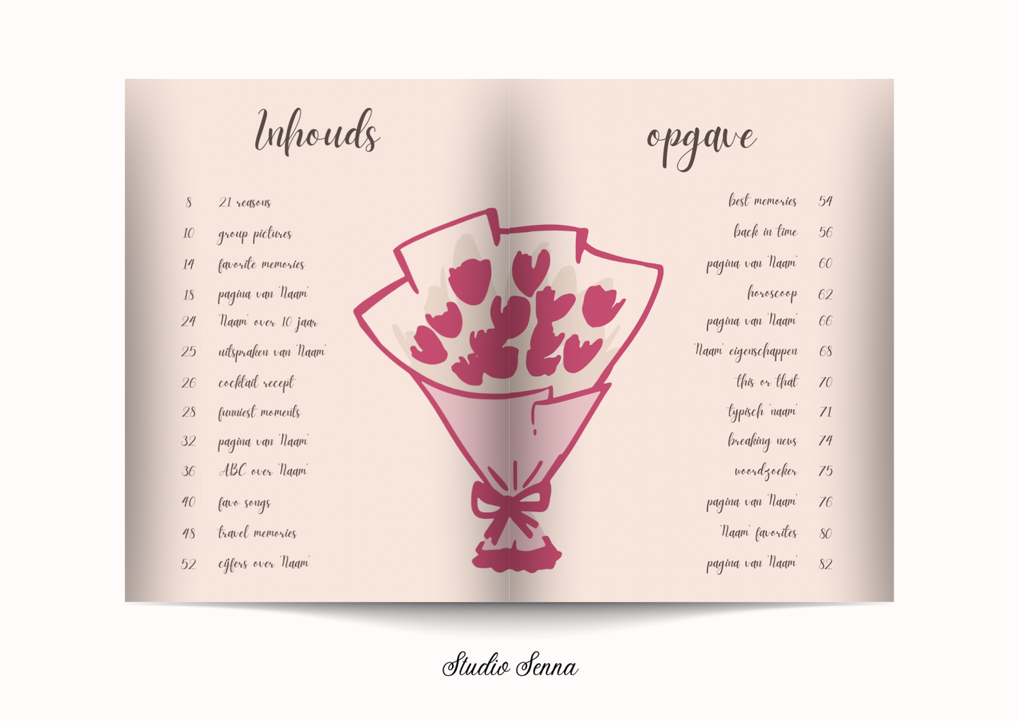 21 Diner boek Template 'Blush Bear'