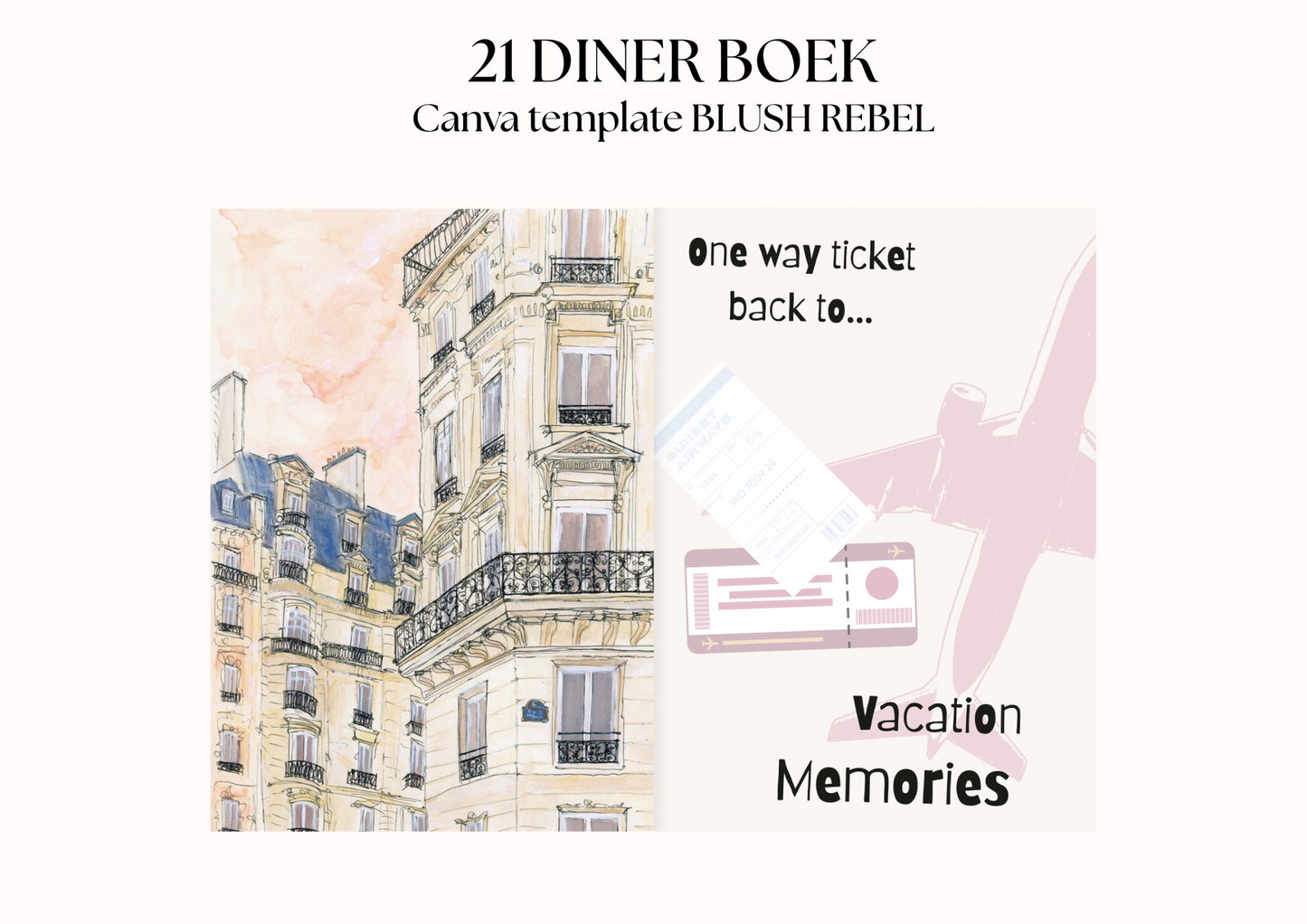 21 Diner Boek Template 'Blush Rebel'