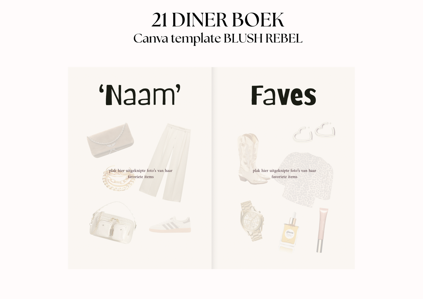 21 Diner Boek Template 'Blush Rebel'