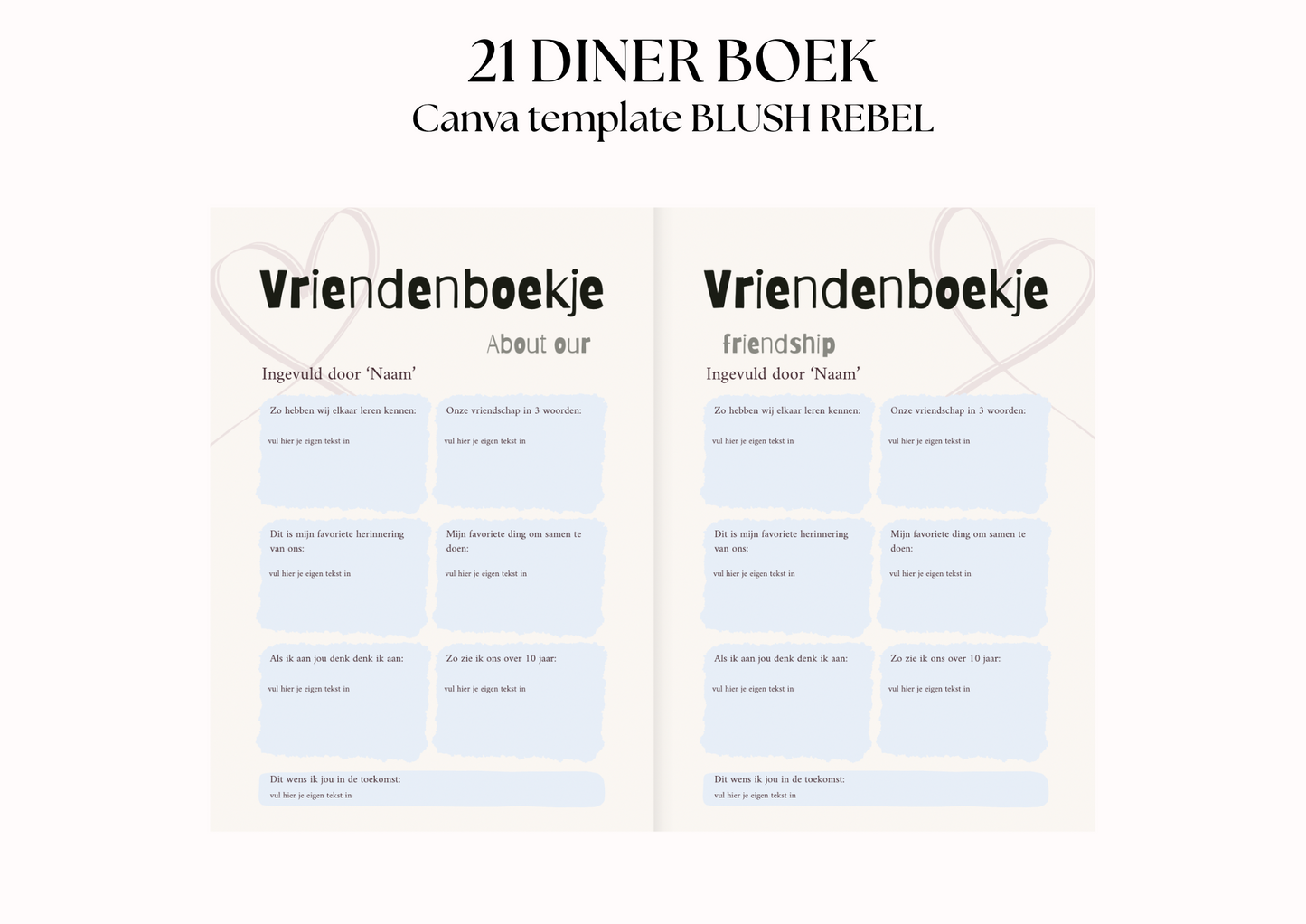 21 Diner Boek Template 'Blush Rebel'