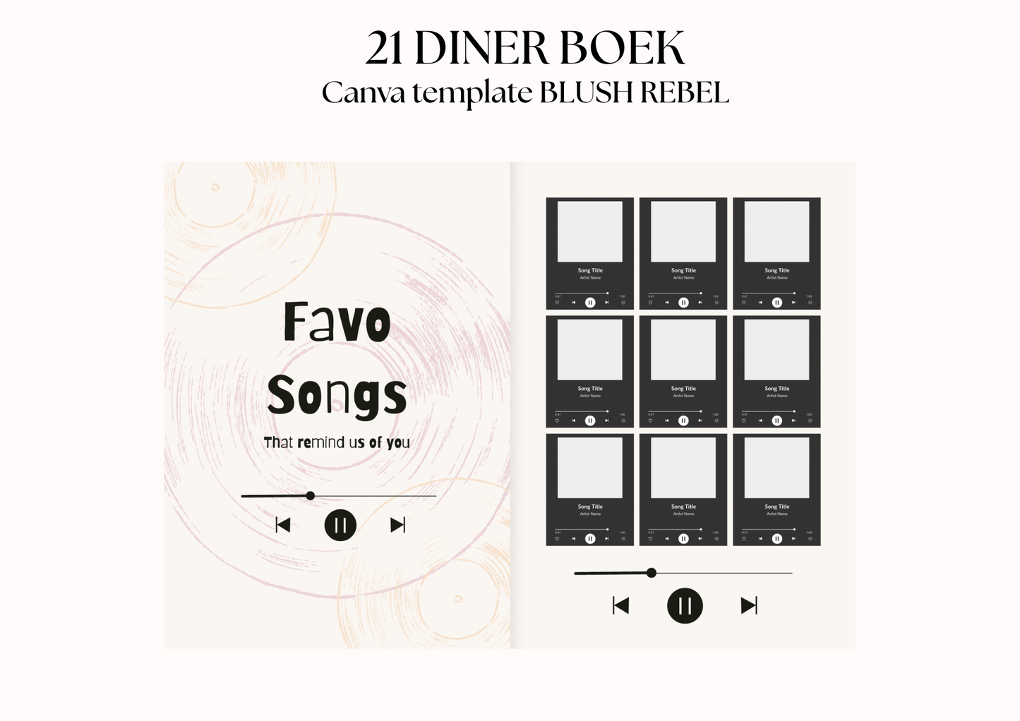 21 Diner Boek Template 'Blush Rebel'
