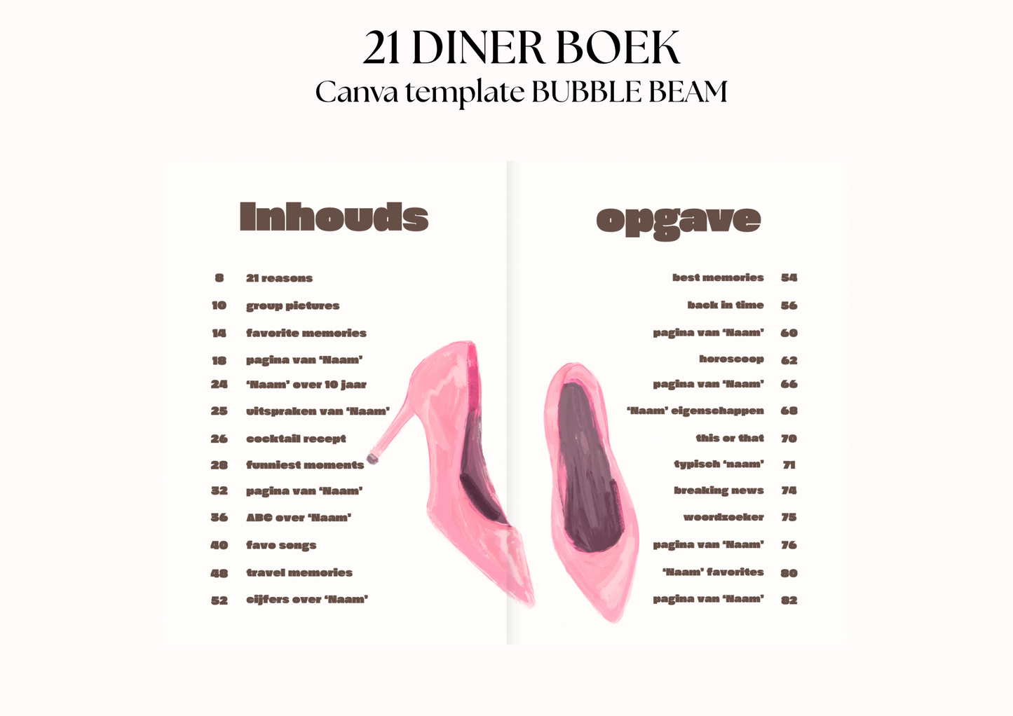 21 Diner boek Template 'Bubble Beam'