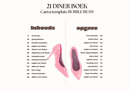 21 Diner boek Template 'Bubble Beam'