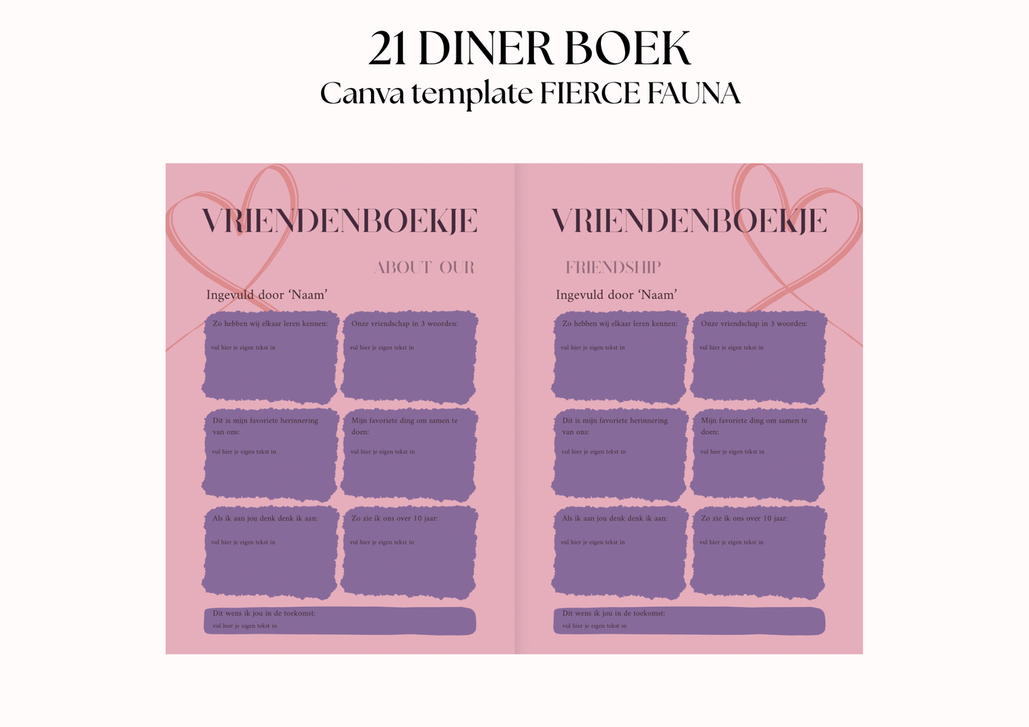 21 Diner Boek Template 'Fierce Fauna'