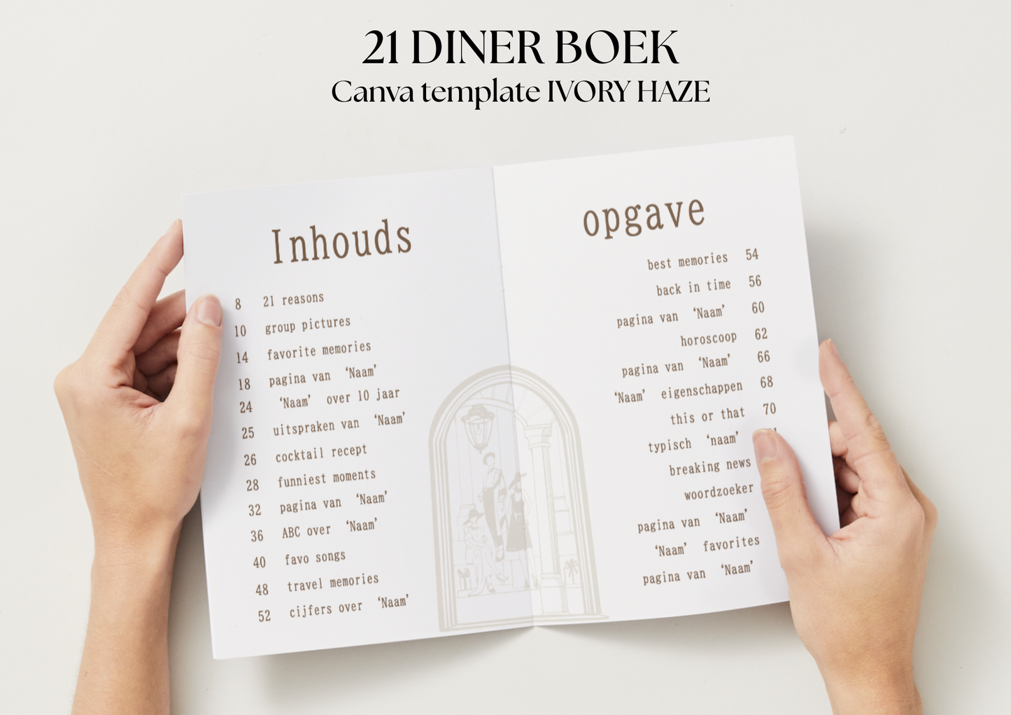 21 Diner Boek Template 'Ivory Haze'