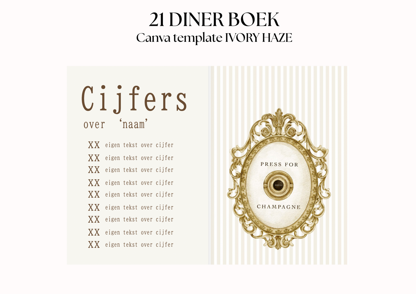 21 Diner Boek Template 'Ivory Haze'