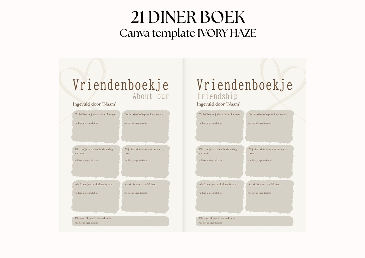 21 Diner Boek Template 'Ivory Haze'