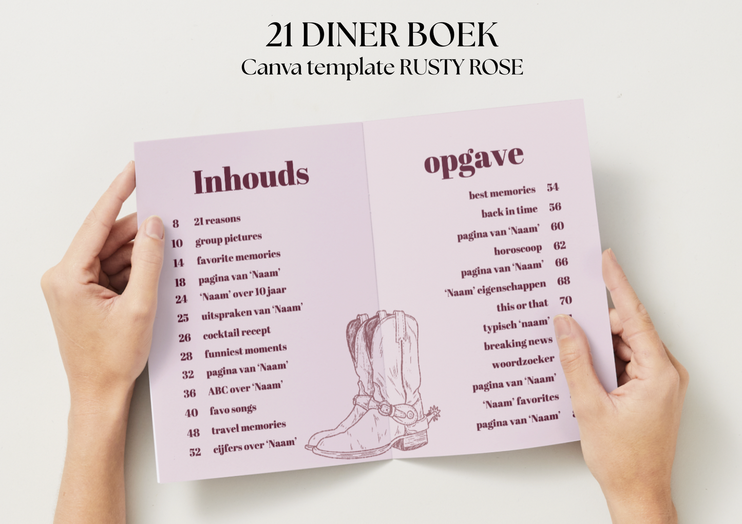 21 Diner Boek Template 'Rusty Rose'