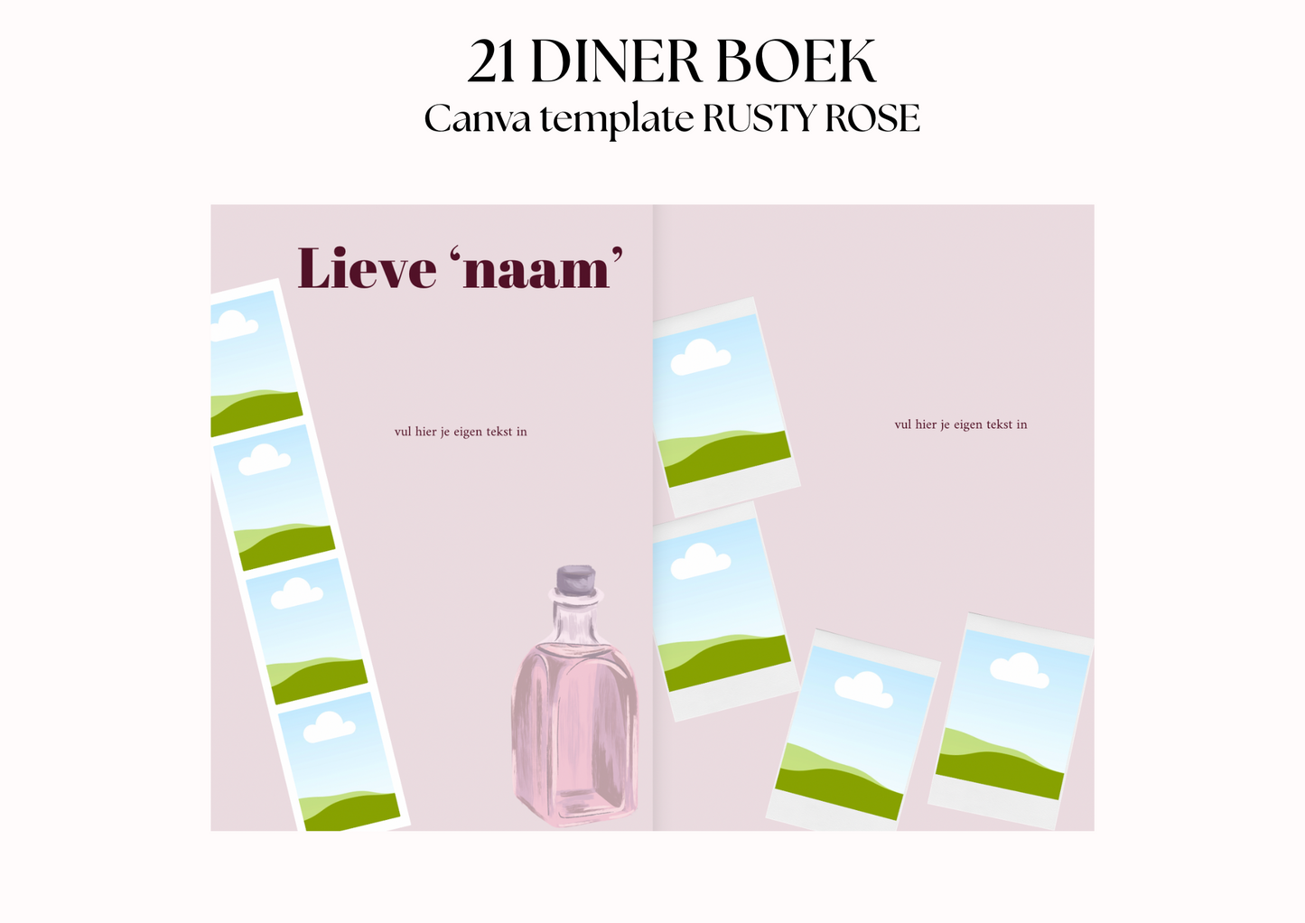 21 Diner Boek Template 'Rusty Rose'