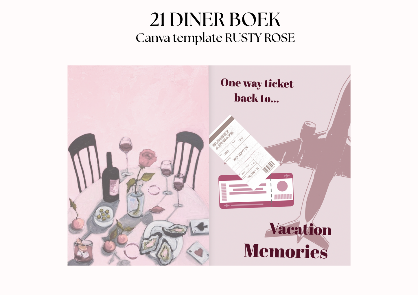 21 Diner Boek Template 'Rusty Rose'