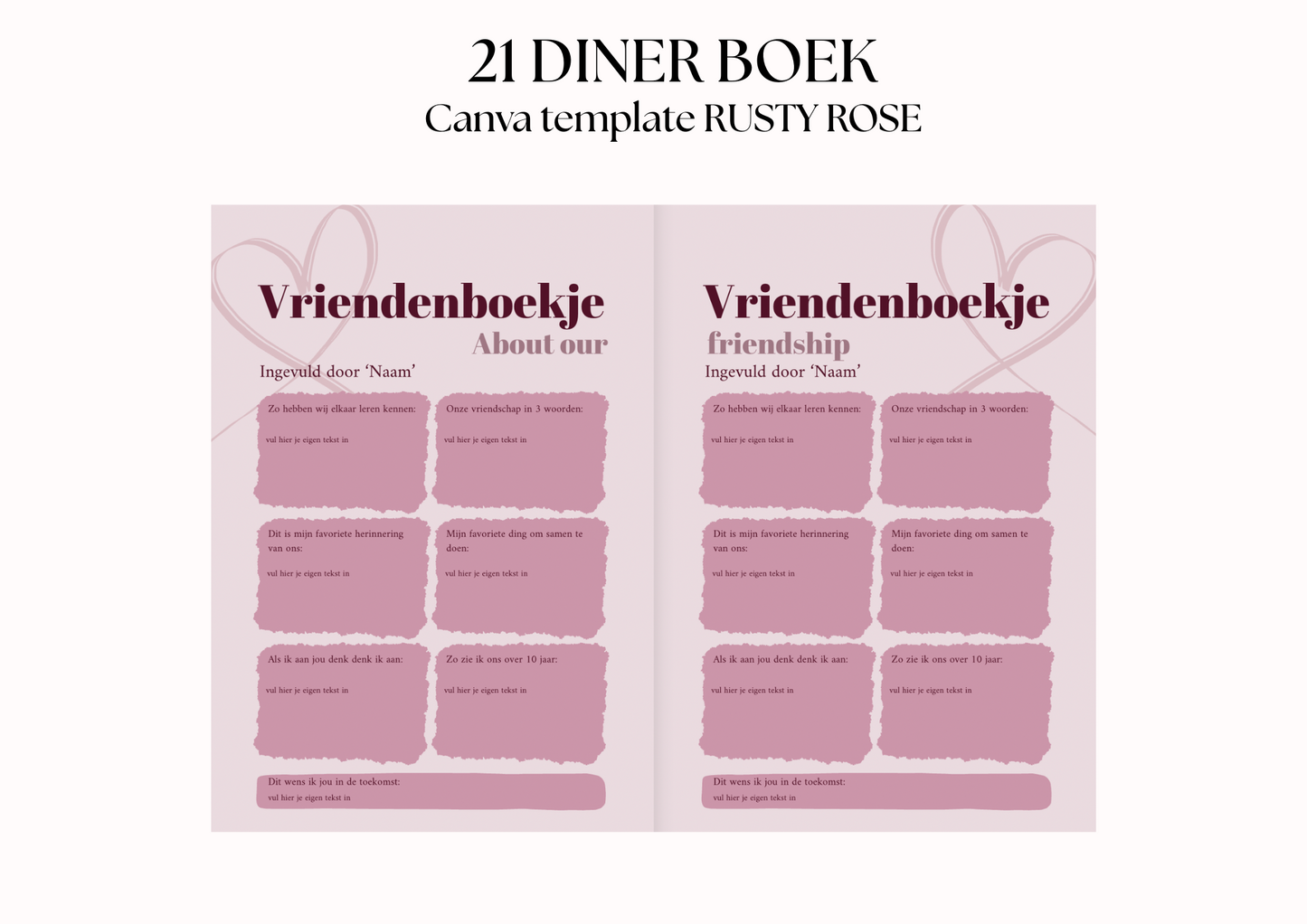 21 Diner Boek Template 'Rusty Rose'