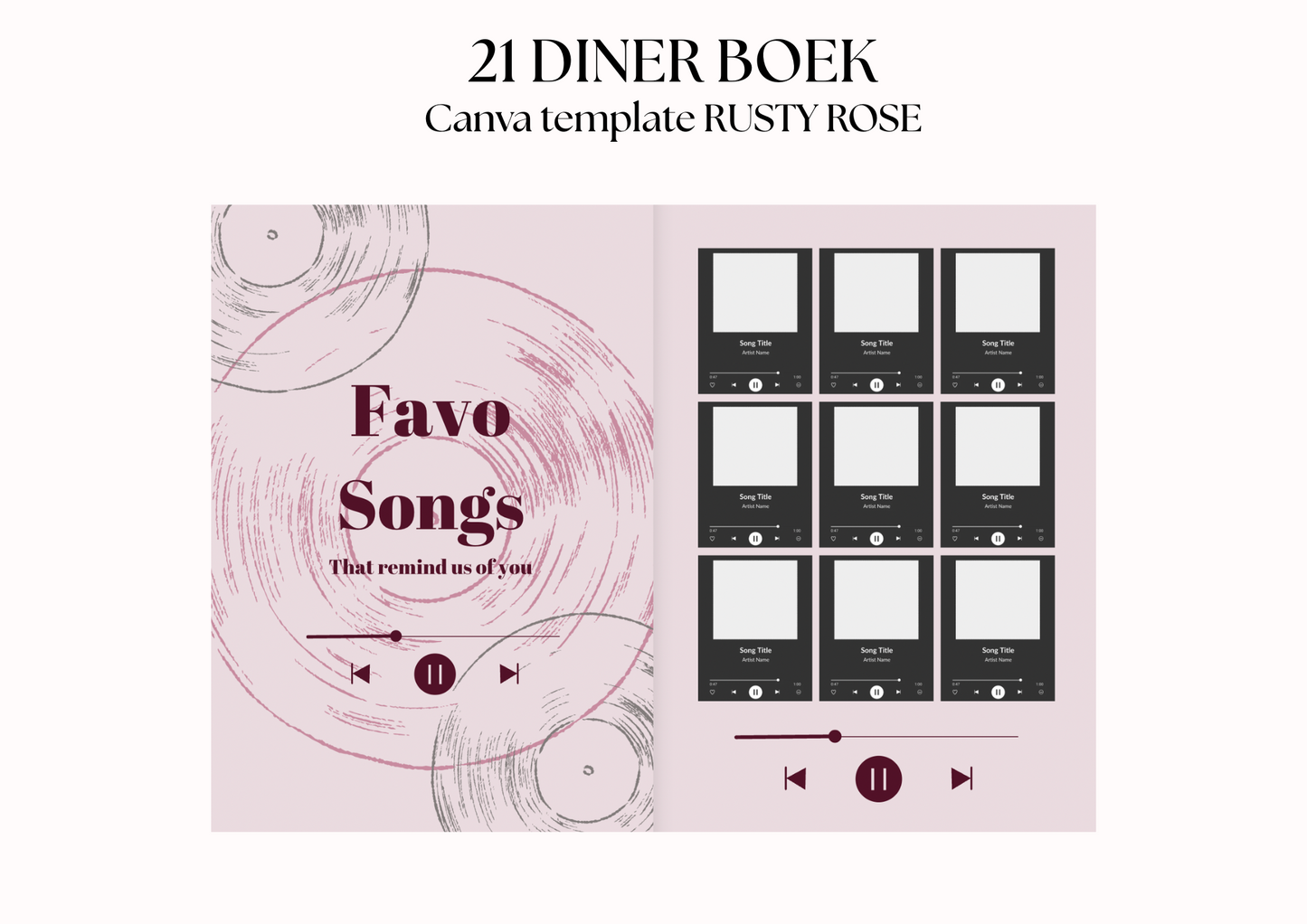 21 Diner Boek Template 'Rusty Rose'