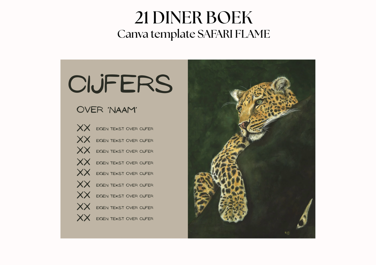 21 Diner Boek Template 'Safari Flame'