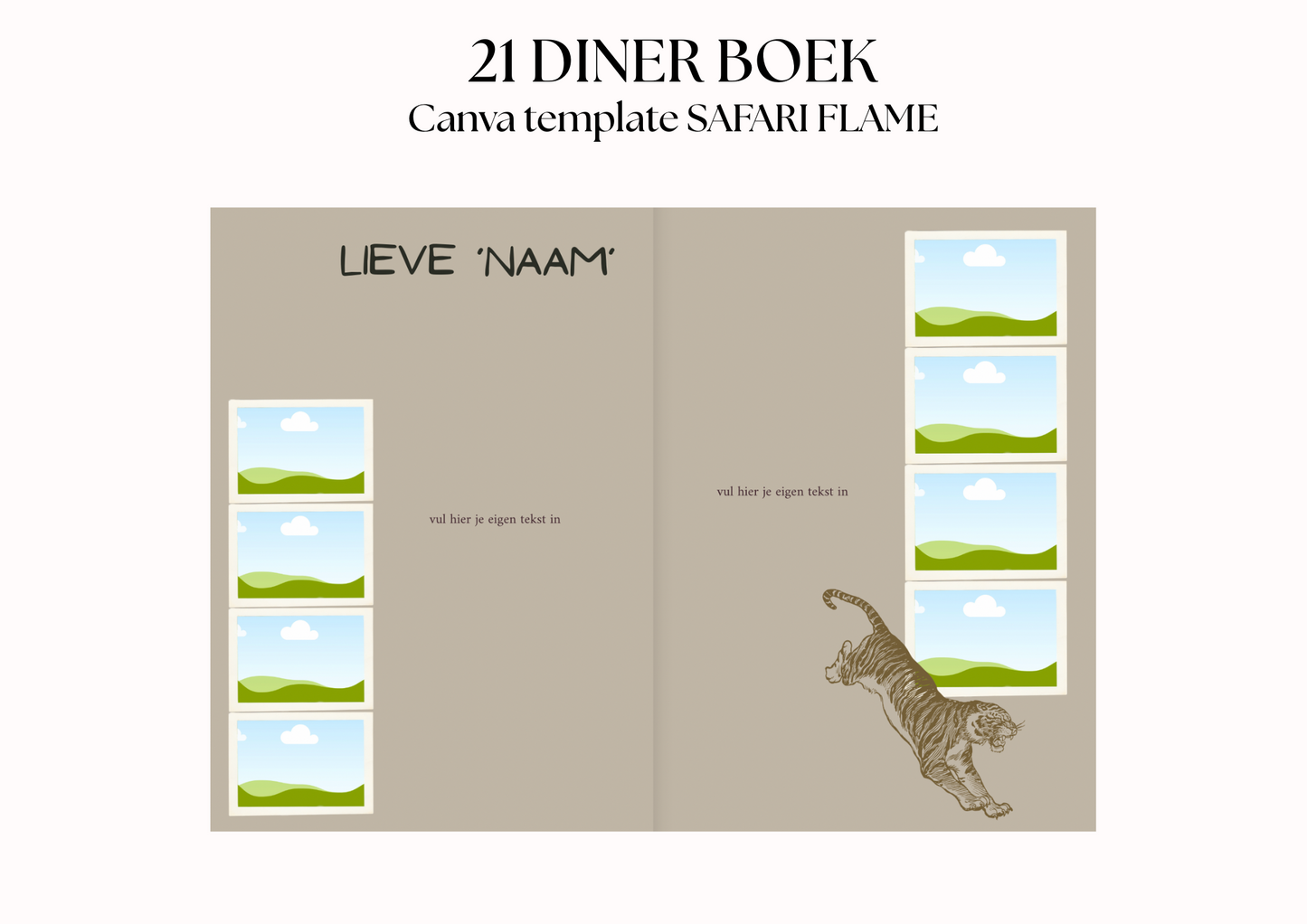 21 Diner Boek Template 'Safari Flame'