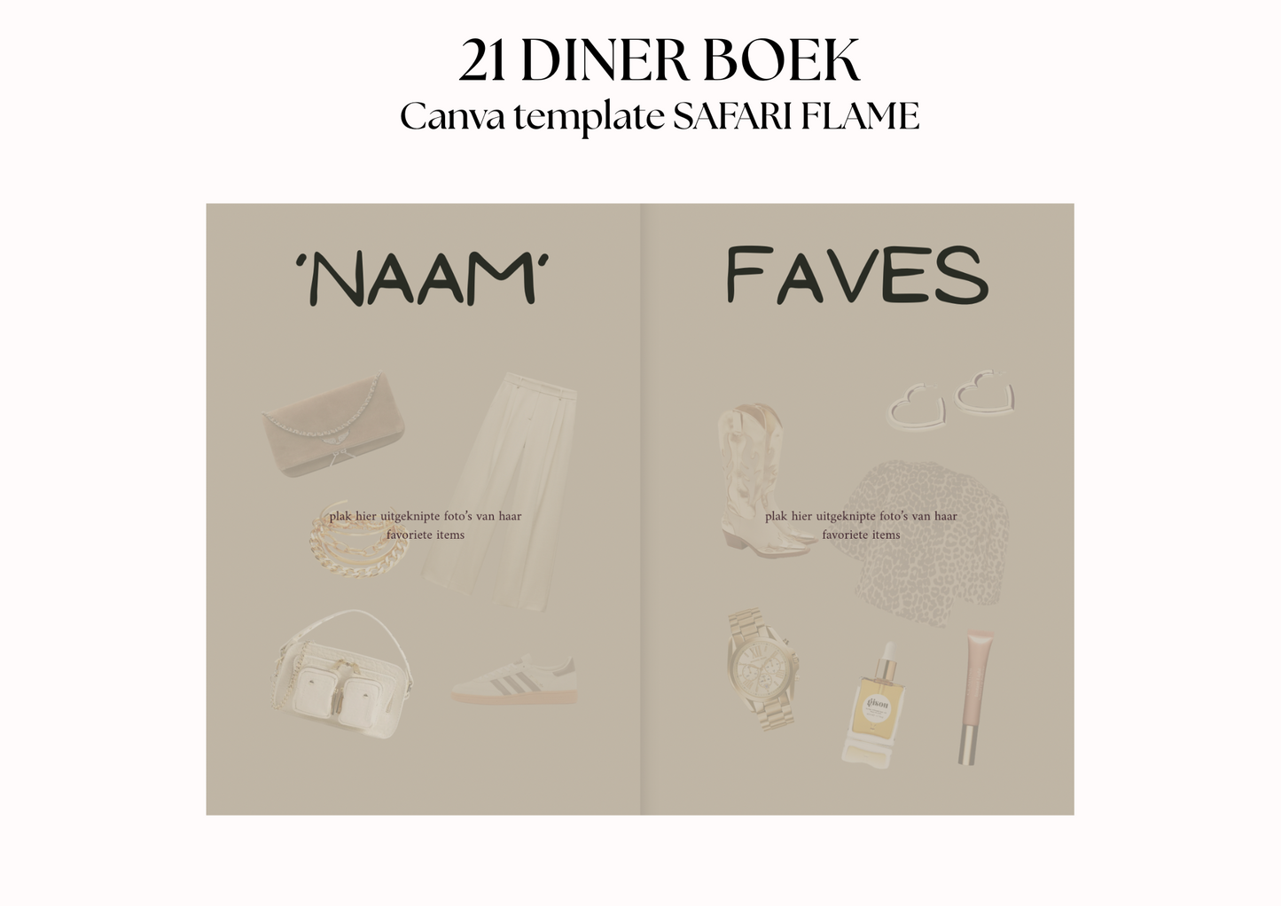 21 Diner Boek Template 'Safari Flame'
