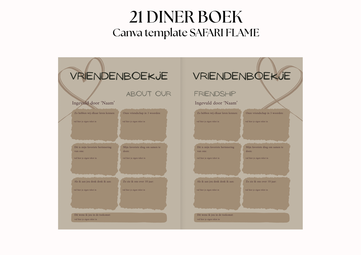 21 Diner Boek Template 'Safari Flame'