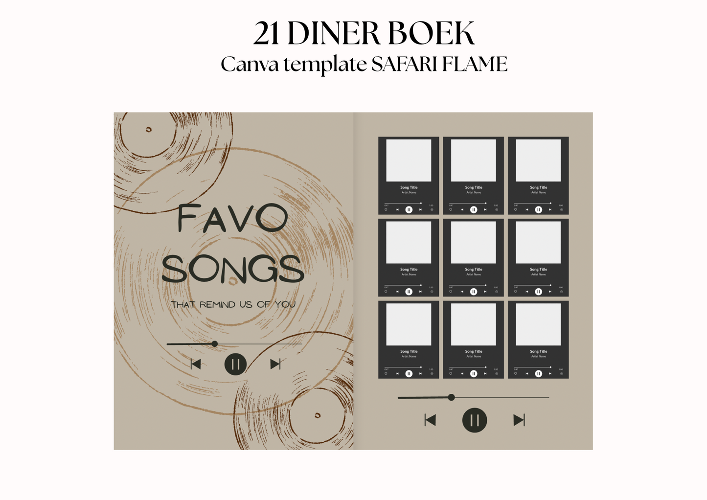 21 Diner Boek Template 'Safari Flame'