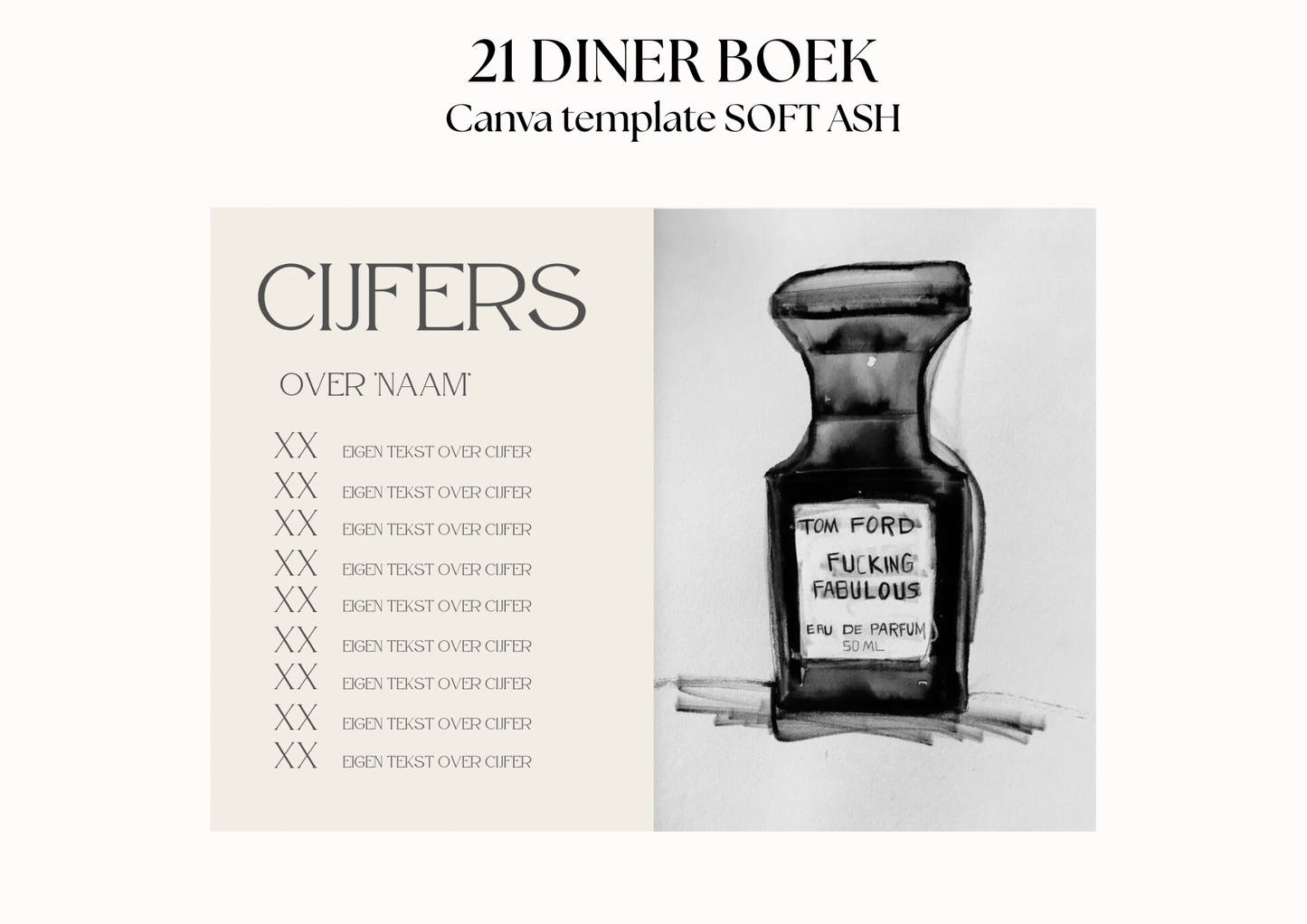 21 Diner Boek Template 'Soft Ash'