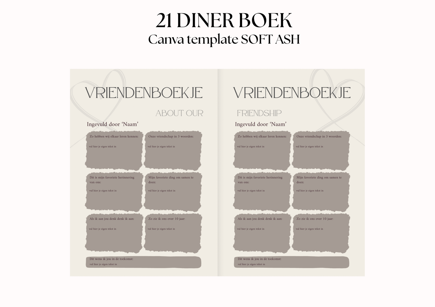 21 Diner Boek Template 'Soft Ash'