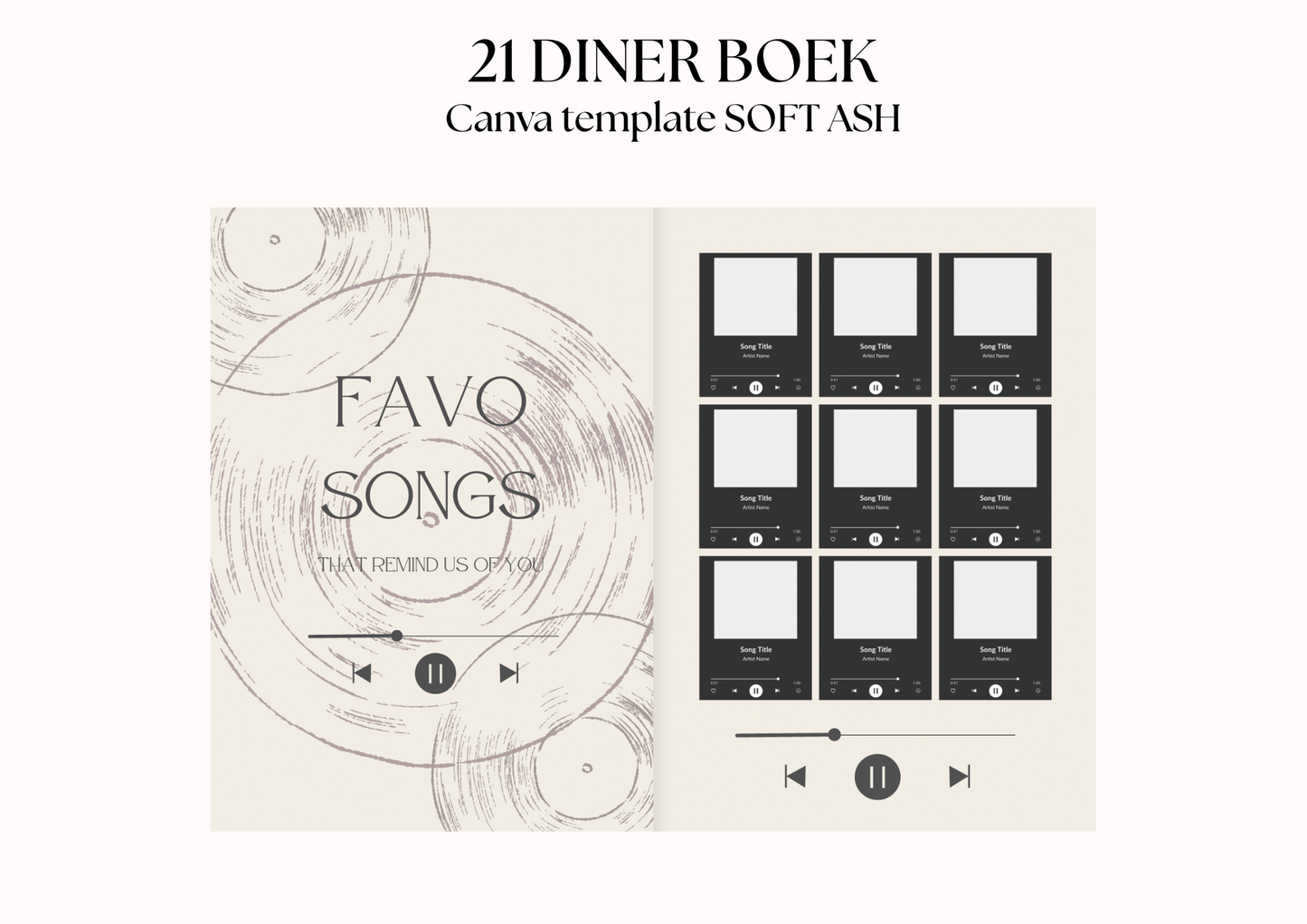21 Diner Boek Template 'Soft Ash'