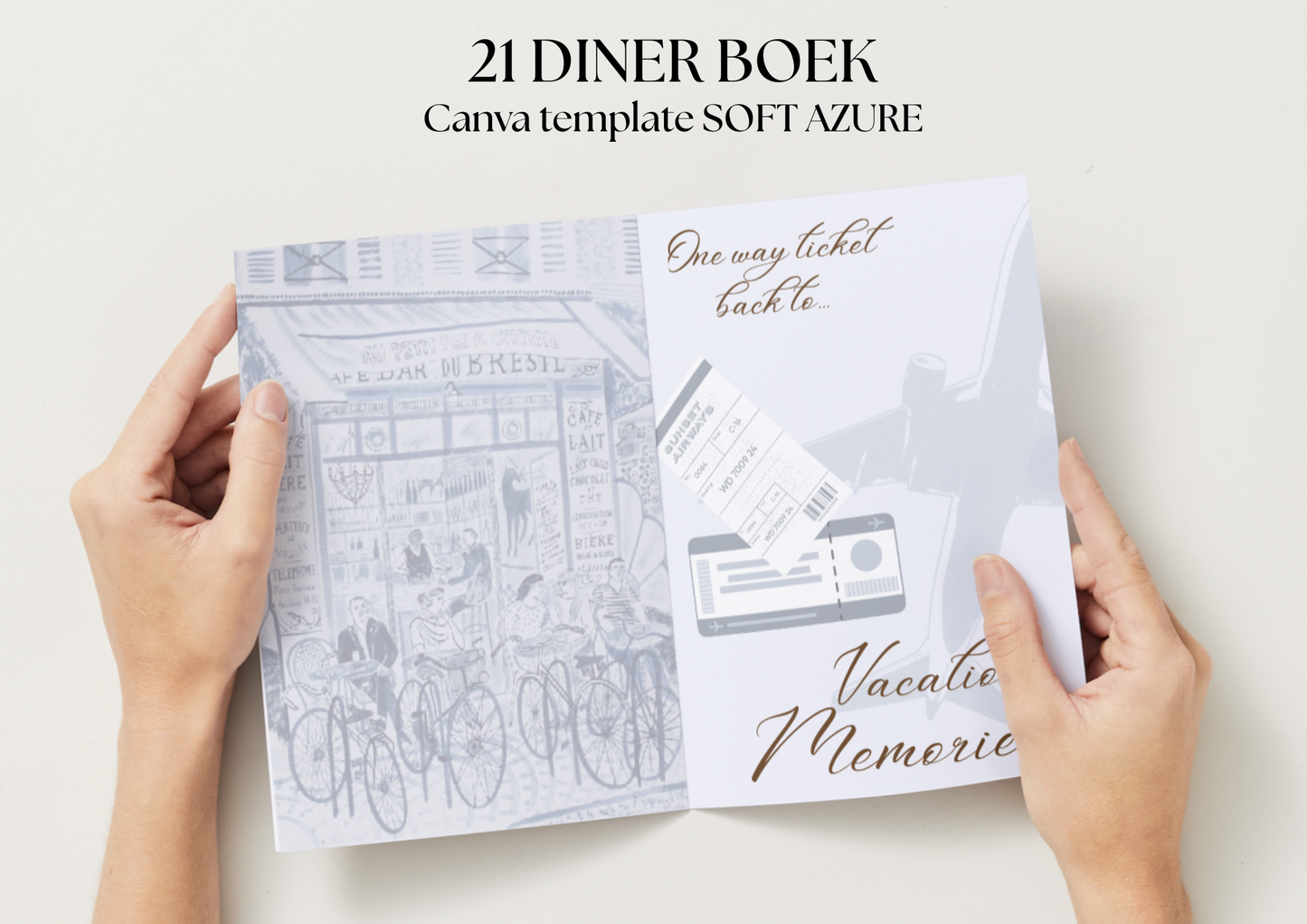 21 Diner Boek Template 'Soft Azure'