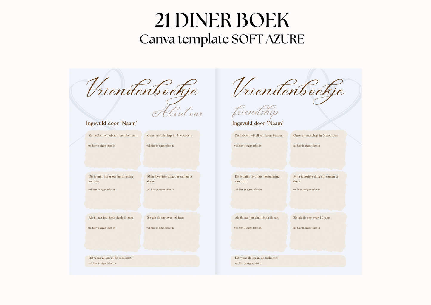 21 Diner Boek Template 'Soft Azure'
