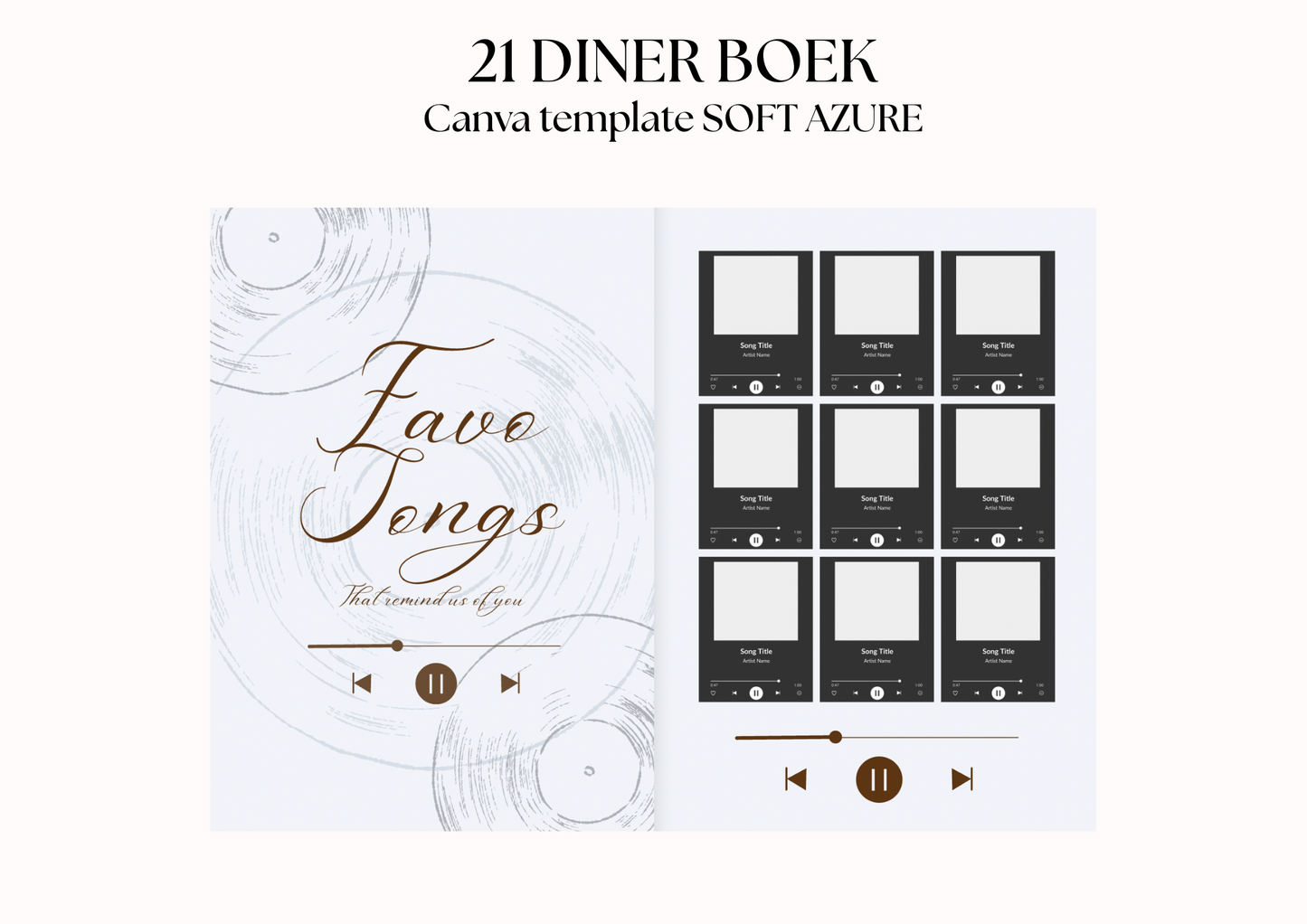 21 Diner Boek Template 'Soft Azure'